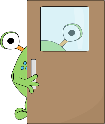 Monster Behind A Door - Clip Art (424x500)