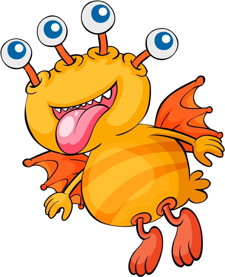 Ch - B *✿* - Four Eyes Monster Cartoon (866x1024)