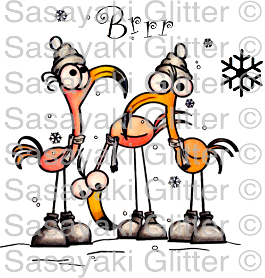 Winter Flamingos Set 1 Rubber Stamp Set [00-860p7] - Rubber Stamp (517x542)