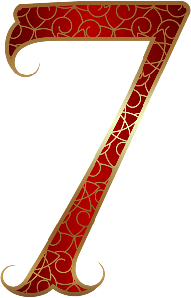 Gold Red Number Seven Png Clip Art Image Clipart Decorative - Clip Art (480x747)