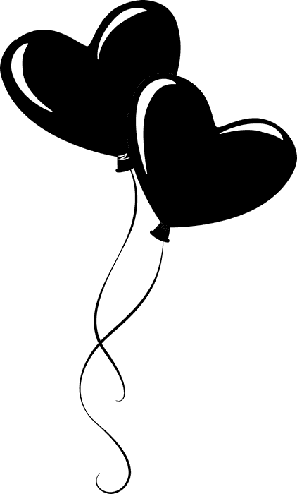 Heart Balloon Rubber Stamp - Heart Balloon Clip Art Black And White (422x700)