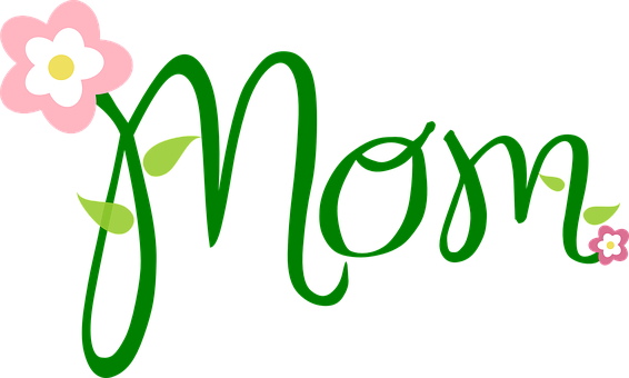 Mom Text Flower Font Mother Celebration Gr - Mom Font (566x340)