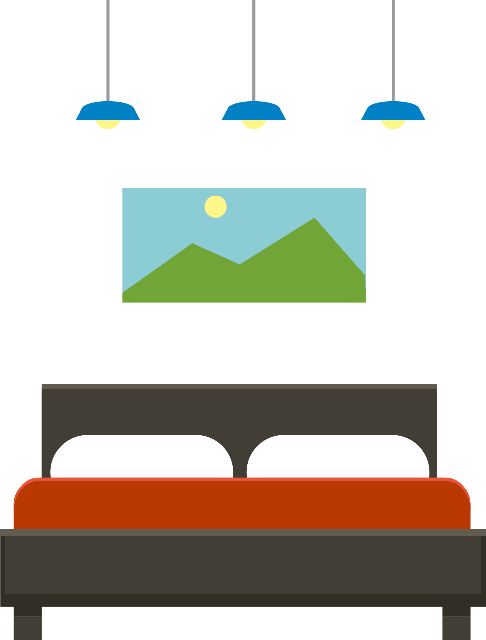 Furniture Bedroom - Vector Beds - ห้อง นอน เวก เตอร์ (2083x2083)