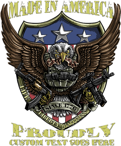 Made In America Proudly Since 1776 Military Vintage - Emblem (428x514)