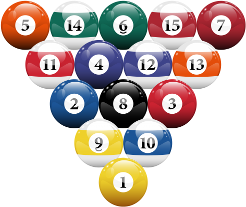 Racked Billiard Pool Balls Png Clipart - Cue Sports (500x424)