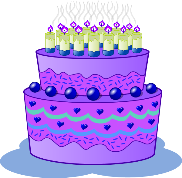 Purple Birthday Cake Clip Art (600x588)