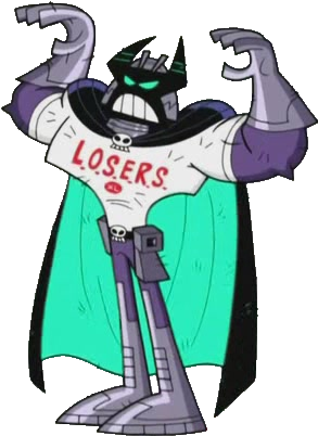 Dark Laser's Special Costume Is Him In His Loser Shirt - Cartoon (300x422)