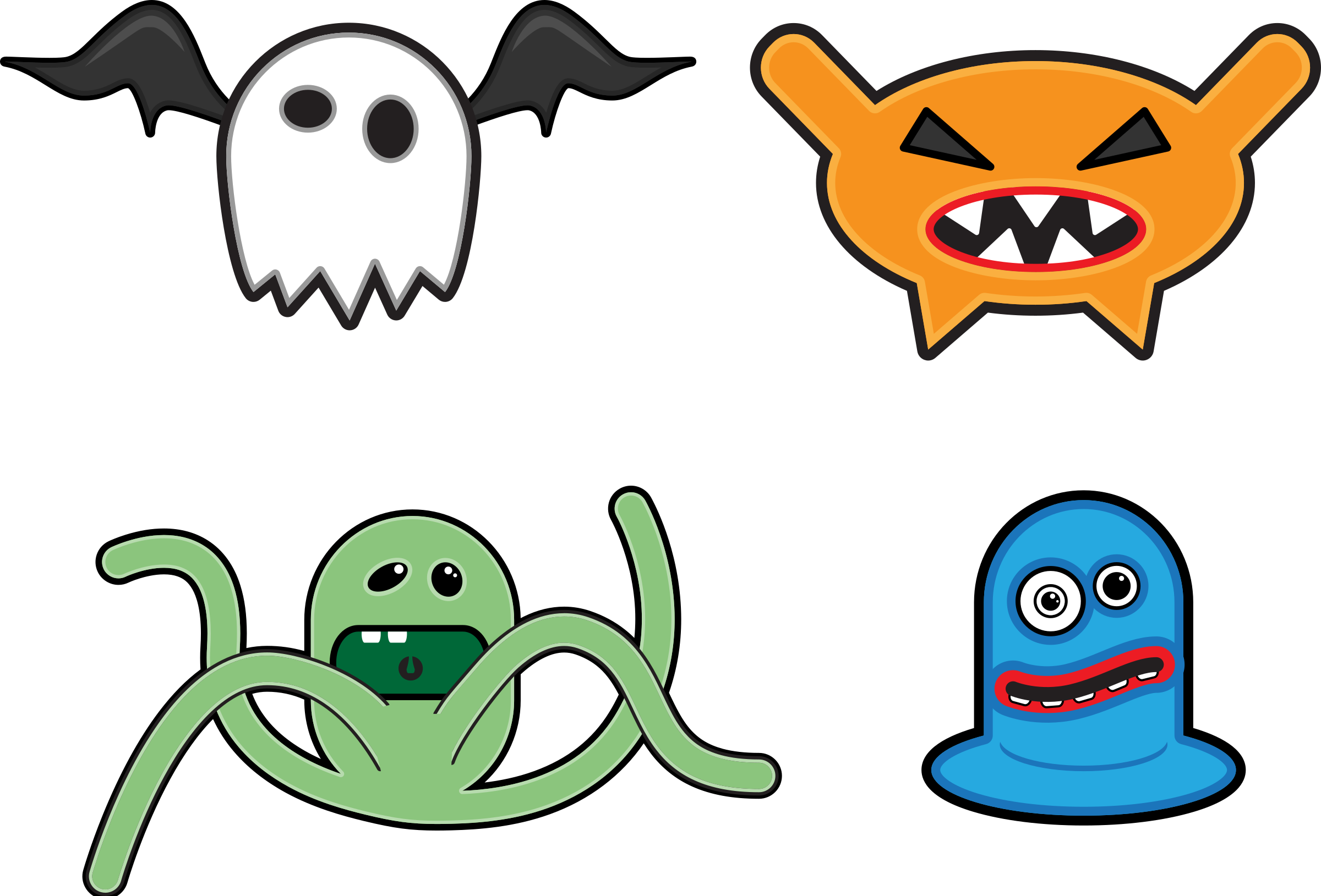 Monsters - Funny Blue Thing Shower Curtain (2400x1629)
