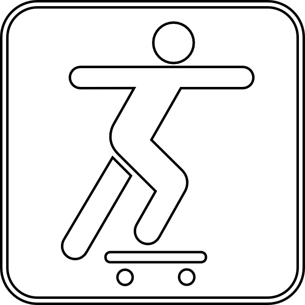 Skateboard Clipart Outline - Black And White Skateboard Art (600x600)