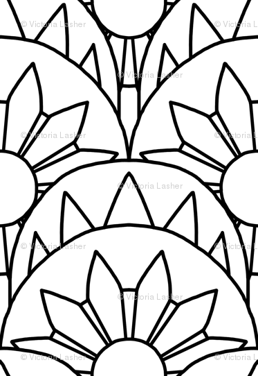 Art Deco Scallops - Line Art (373x542)