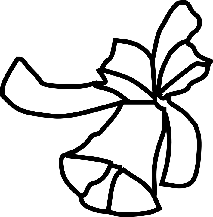 Wedding Bell Clipart 10, - Christmas Bell Outline (708x720)