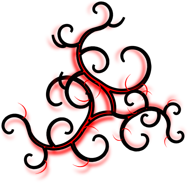 Rotated Swirl Clipart - Black And Red Swirl (600x585)