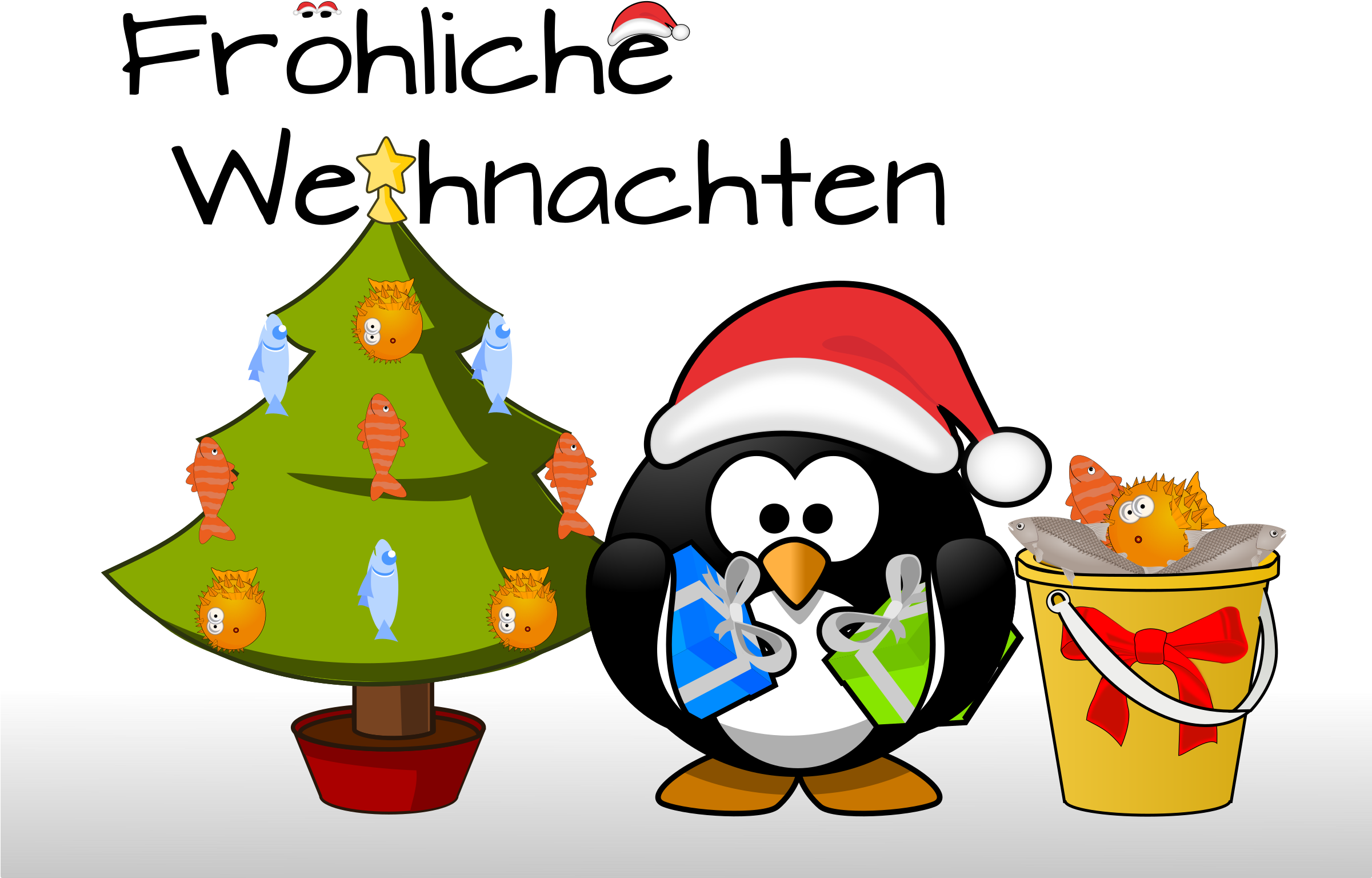 Penguin Xmas Card - Weihnachten Clipart (2400x1600)