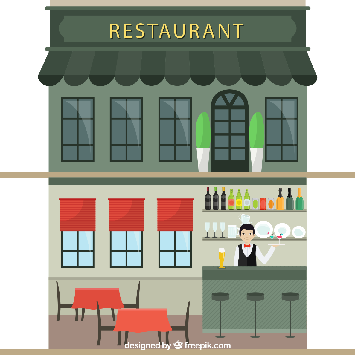 餐厅内部设计 - Vector Graphics (1280x1280)