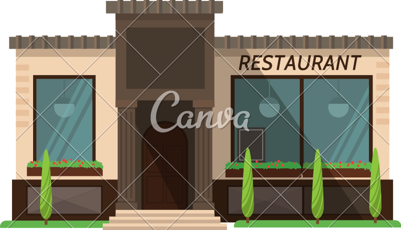 Stock Vector Illustration City Street With Restaurant - Video (800x459)