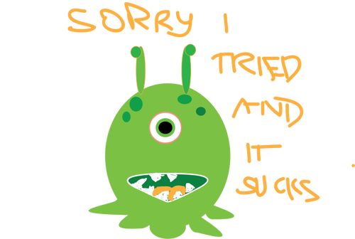 Vector Graphics Of One Eyed Failure Monster - Clip Art (500x336)