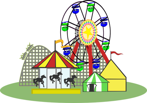 Vector Graphics Of Circus With Facilities For Children - Amusement Park Checklist (500x350)