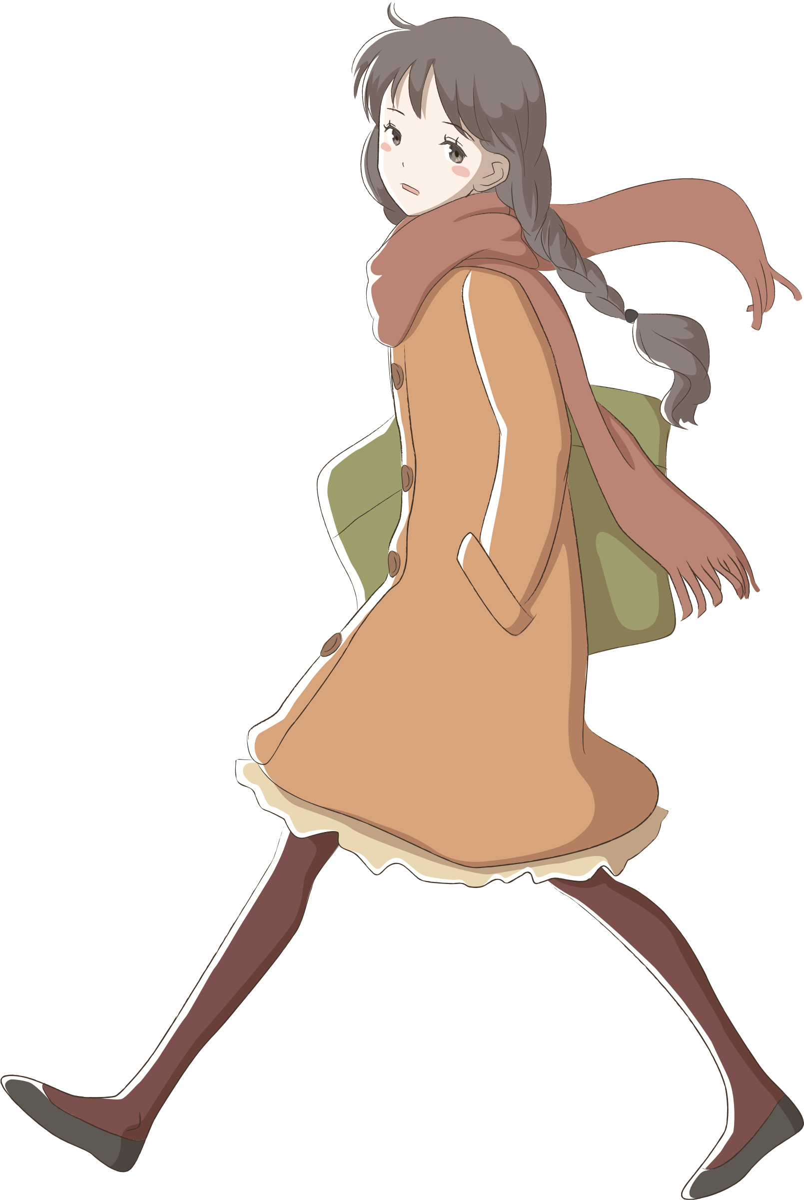 Big Image - Anime Girl Walking - (1609x2400) Png Clipart Download