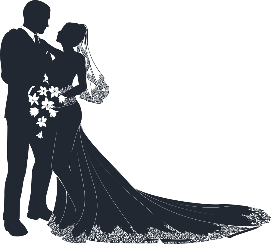Wedding Dress Clipart Wedding Ceremony - Wedding Couple Vector Png (900x811)