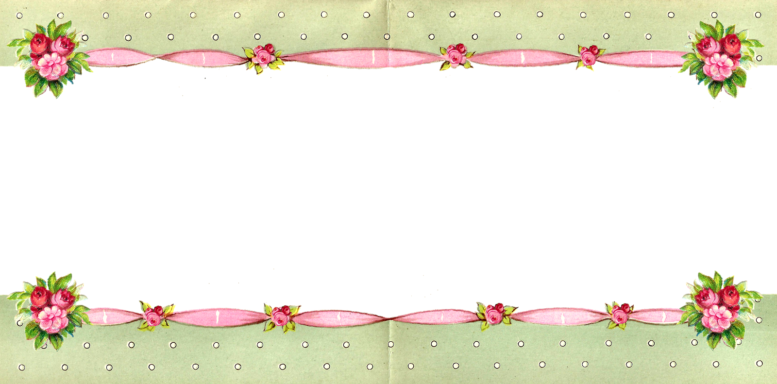 For A Wedding Project The Rose Ribbon Border Would - Retro Girly Rosa Rosen Und Polka-punkte Keramikfliese (1600x791)