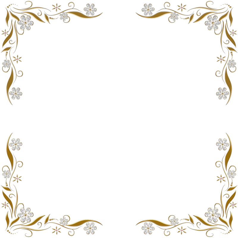 Golden Floral Corners 2 (800×800) - Marco Para Invitaciones De Graduacion (800x800)