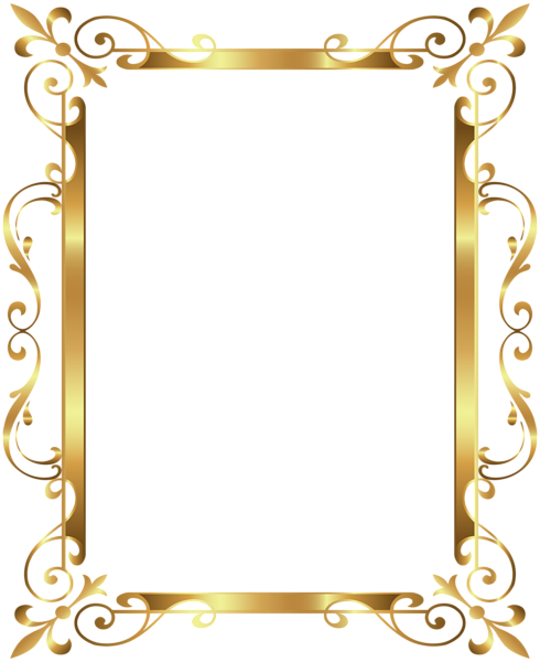 Gold Border Frame Deco Transparent Clip Art Image - Gold Border Transparent Background (490x600)