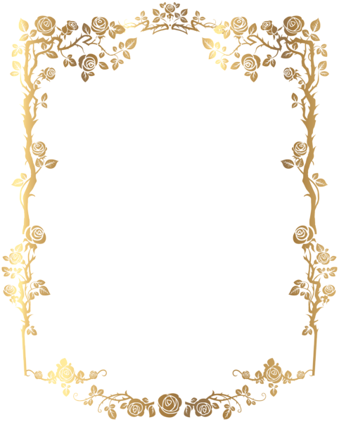 Decorative Rose Frame Png Clip Art Image - Moldura Dourada Png (482x600)