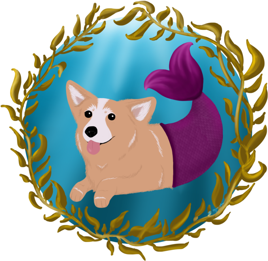 Mermaid Corgi In Seaweed By Lingerslongonlovest - Pembroke Welsh Corgi (894x894)