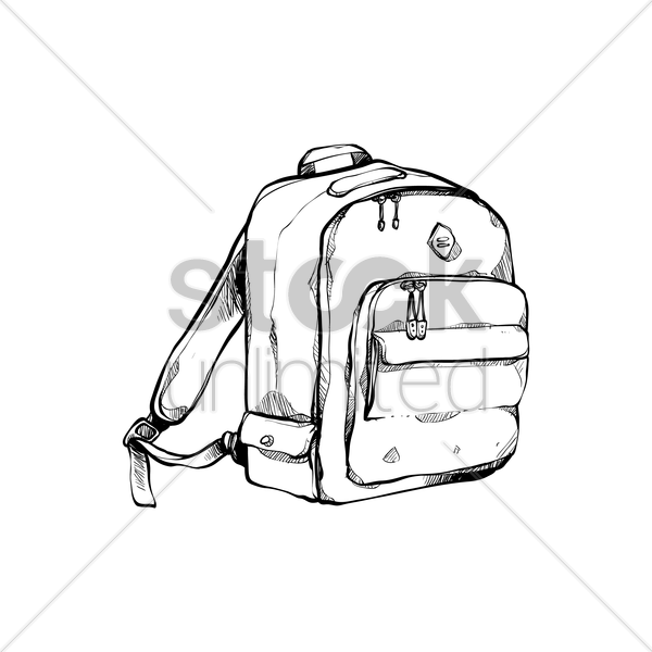 Student Backpack Vector Image - Sketch (600x600)