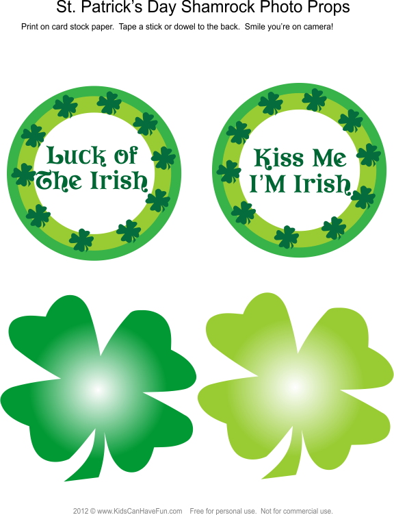 Patrick's Day Shamrock Photo Booth Props - Circle (576x752)
