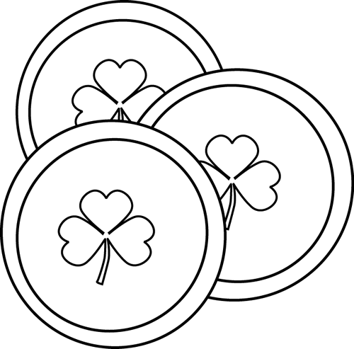 Black And White Saint Patrick's Day Coins Clip Art - Venn Diagram 3 Circles (500x493)