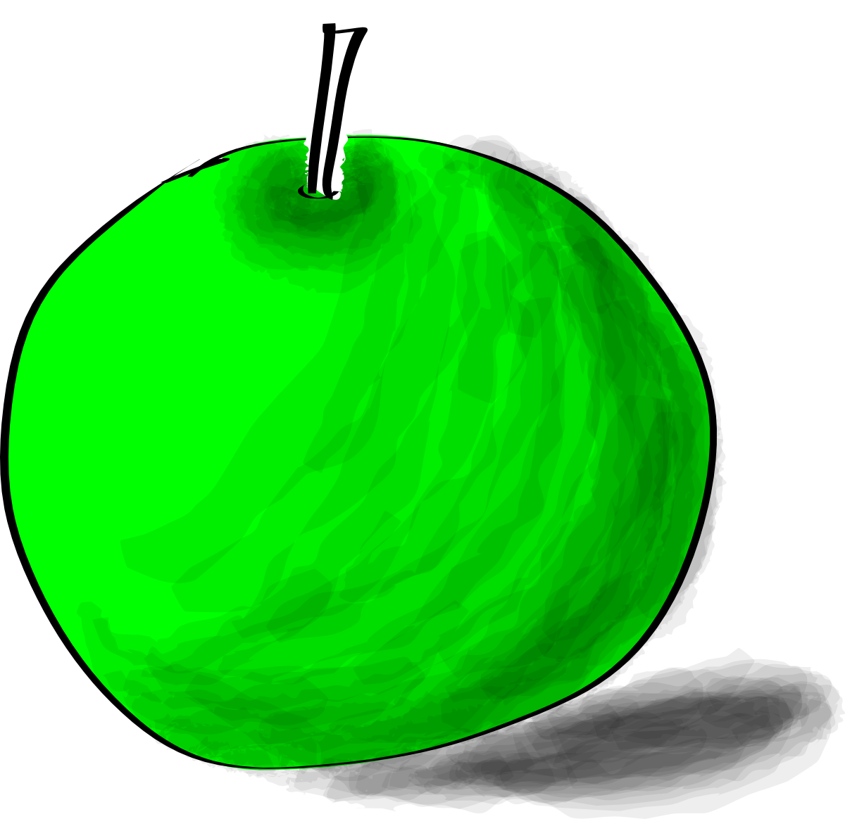 Drawing Of A Green Apple - Alien Head (1200x1164)