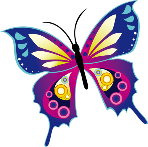 Butterflies Clipart - Colourful Butterfly (500x499)
