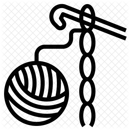 Crocheting Icon - Yarn With Crochet Needle Black And White (512x512)