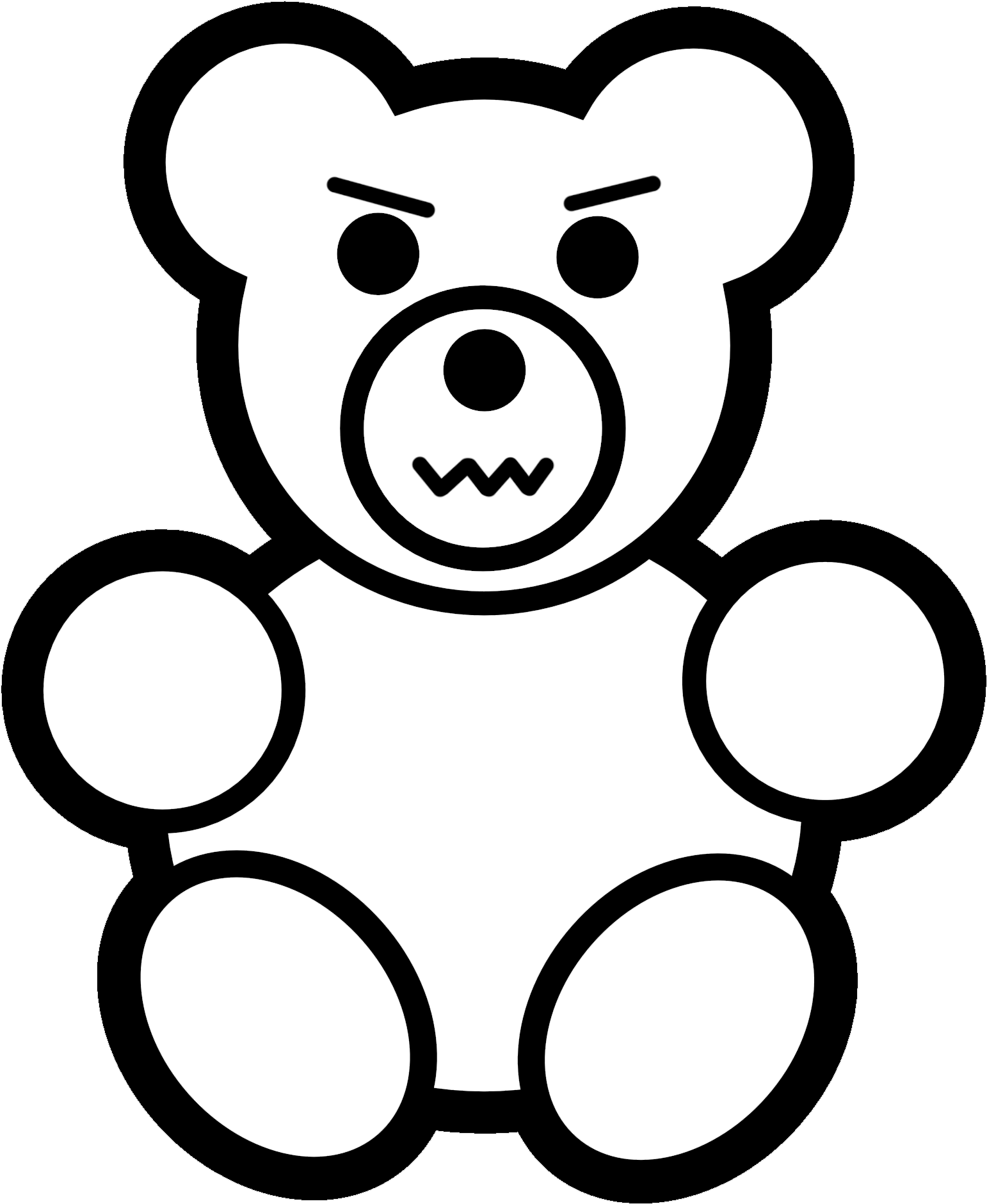 Savage Ted - Teddy Bear Coloring Page (1979x1979)