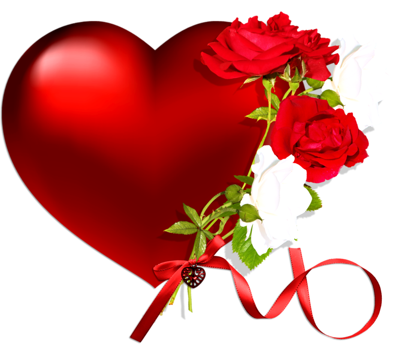 Heart With Flower Png (776x678)