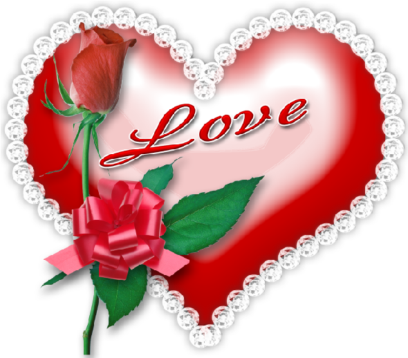 Red Love Heart And Red Rose With Silver Border - Love 2018 (600x600)