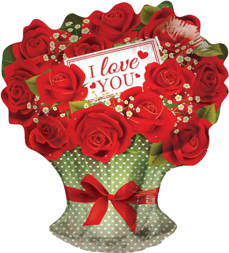 18" I Love You Red Roses Branch Balloon - Love You Rose Bouquet (500x500)