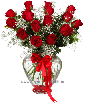 Rose In Heart Vase - Kytice Růží K 15 Narozeninám (450x450)