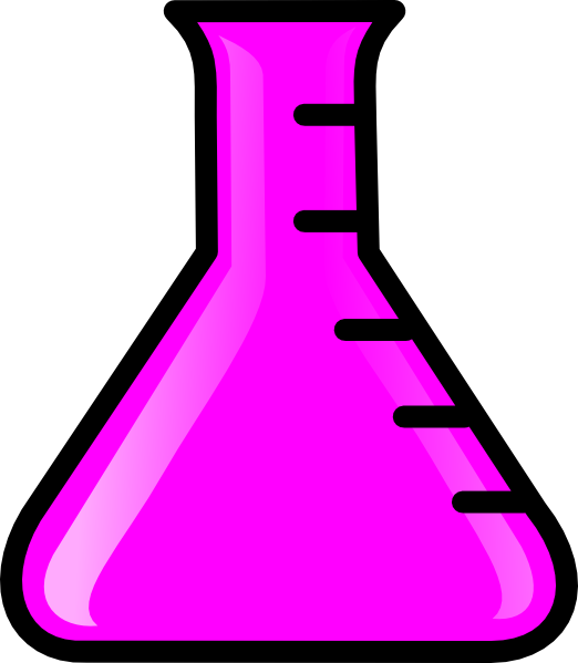 Pink Flask Clip Art - Science Glass Bottle (522x599)