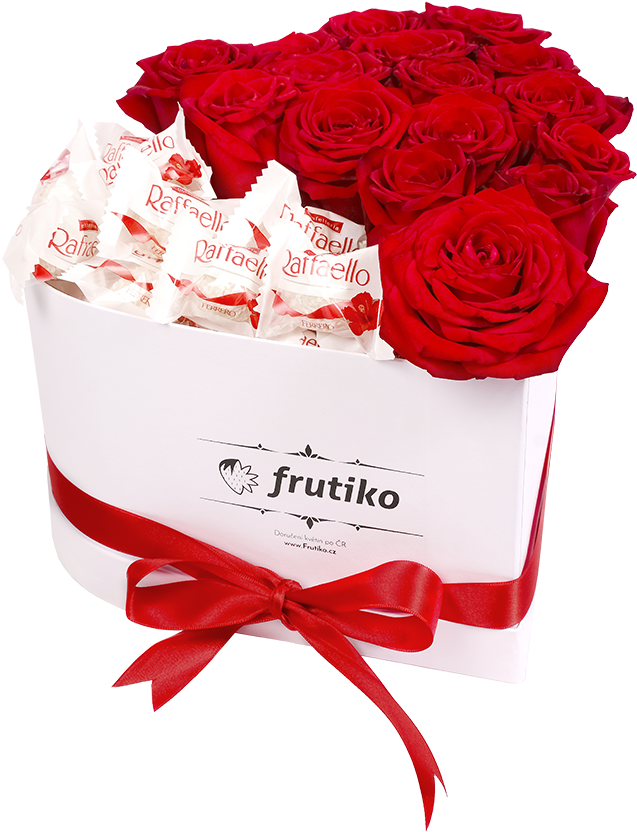 Heart Box Red Rose Raffaello - Blue Flower Bouquet For Men (800x950)