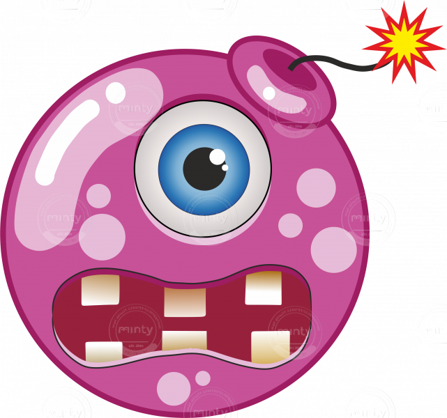 Cartoon Magenta Bomb - Green (641x600)