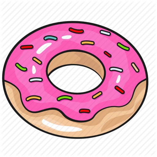 Cartoon Donut Doughnut Line Set Template Icon Icon - Cartoon Doughnut (512x512)