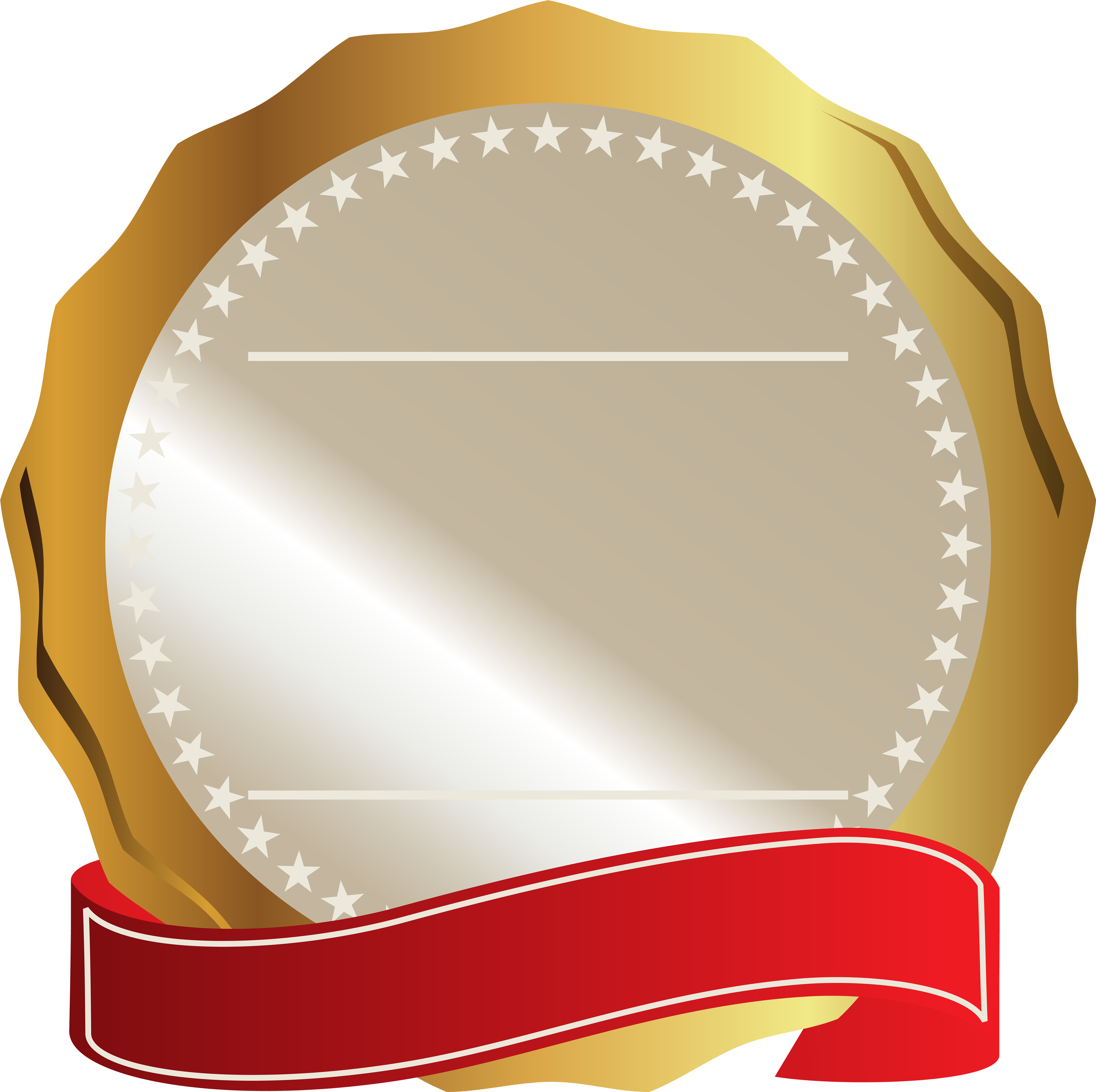 Gold Seal With Red Ribbon Png Clipart Image - Clip Art (5134x5113)