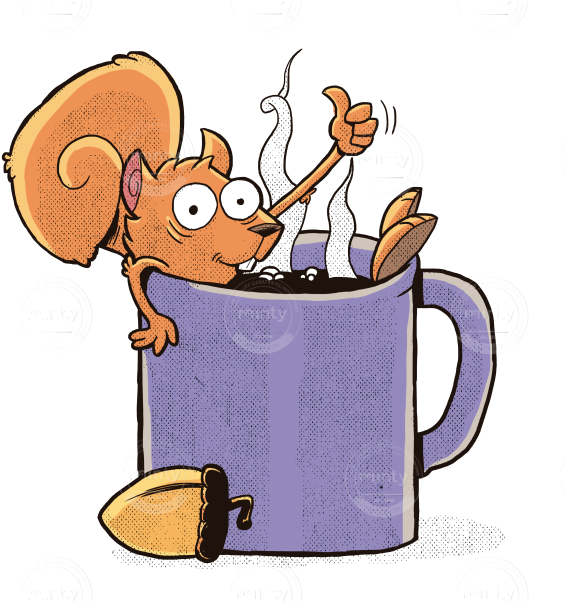 A Squirrel Taking A Bath Inside A Coffee Mug To Stay - Coffee (600x600)