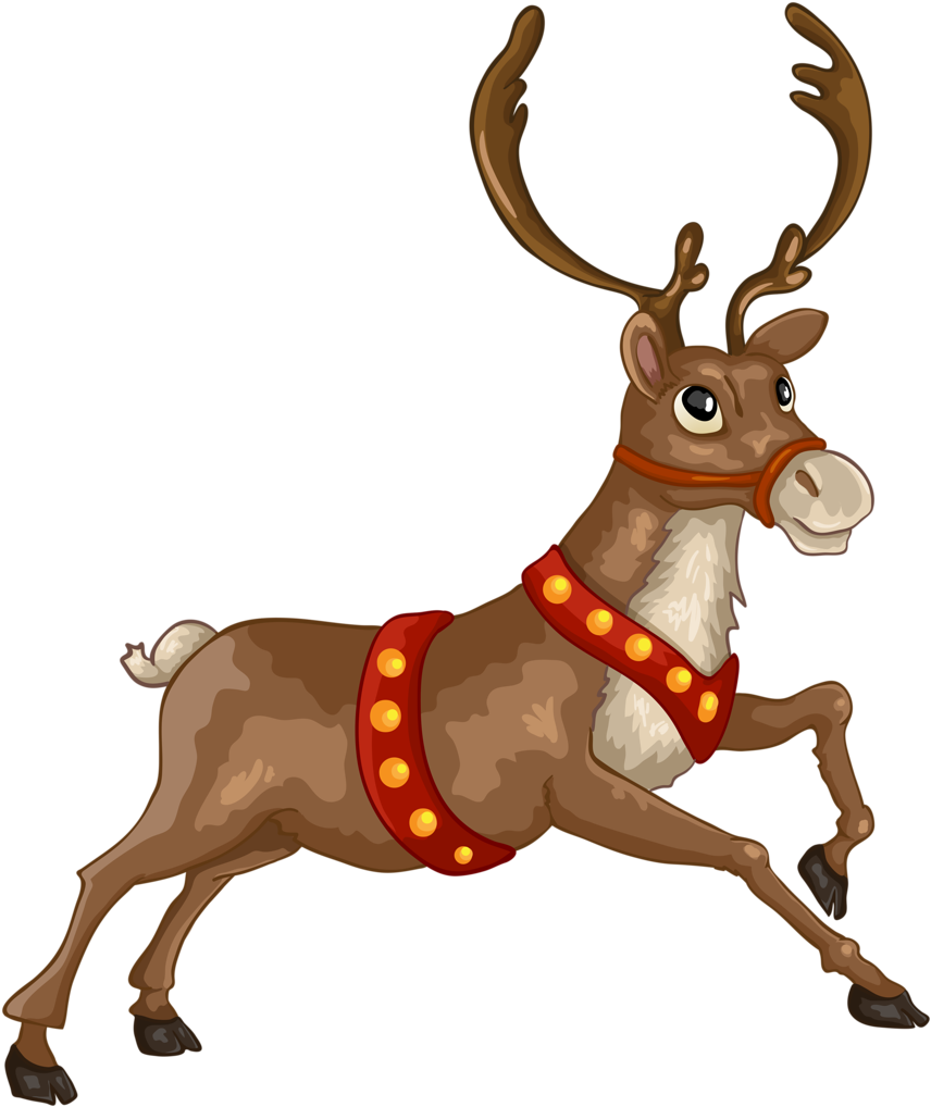 Reindeer - Gwein Christmas Theme Cartoon Santa Claus Reindeer (906x1024)