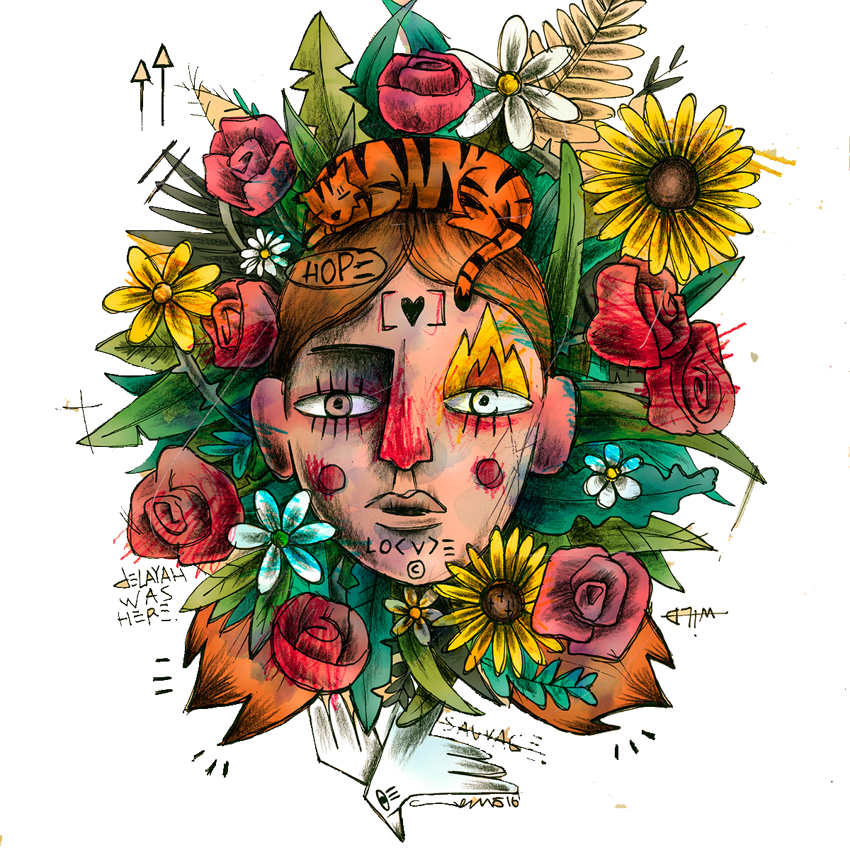 Floral Design Halloween Flower Wreath Illustration - Floral Design Halloween Flower Wreath Illustration (1200x1200)