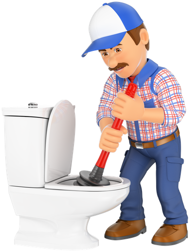 3d Plumber Unclogging A Toilet - Desentupidor Encanador (458x550)