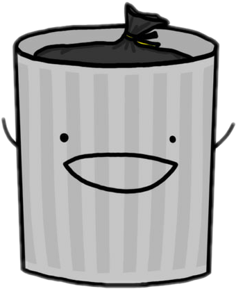 Blackandwhite Trashcan Trash Garbage Garbagecan - Trash Can With Face (340x416)