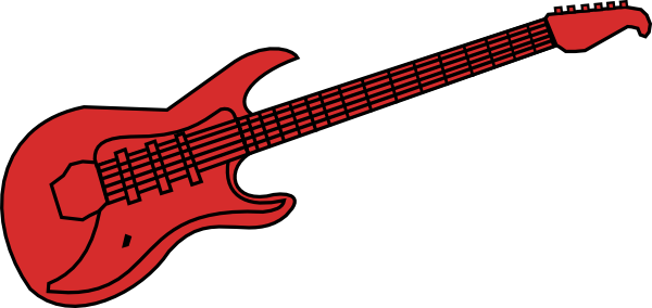 Red Guitar Clip Art - Cartoon Guitars (600x284)